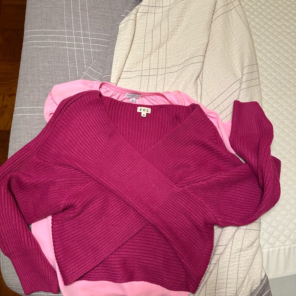 NWOT - Cropped Sweater - Never Worn - hot pink!!!
